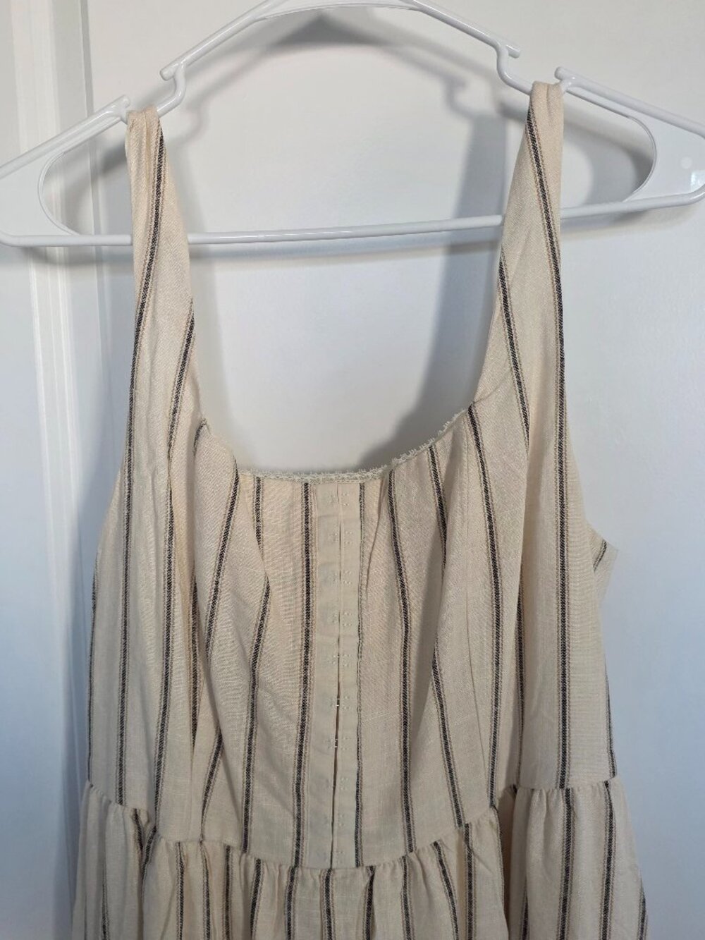 Bohme Cream Striped Midi Dress - Size Large - Picture 2 of 6